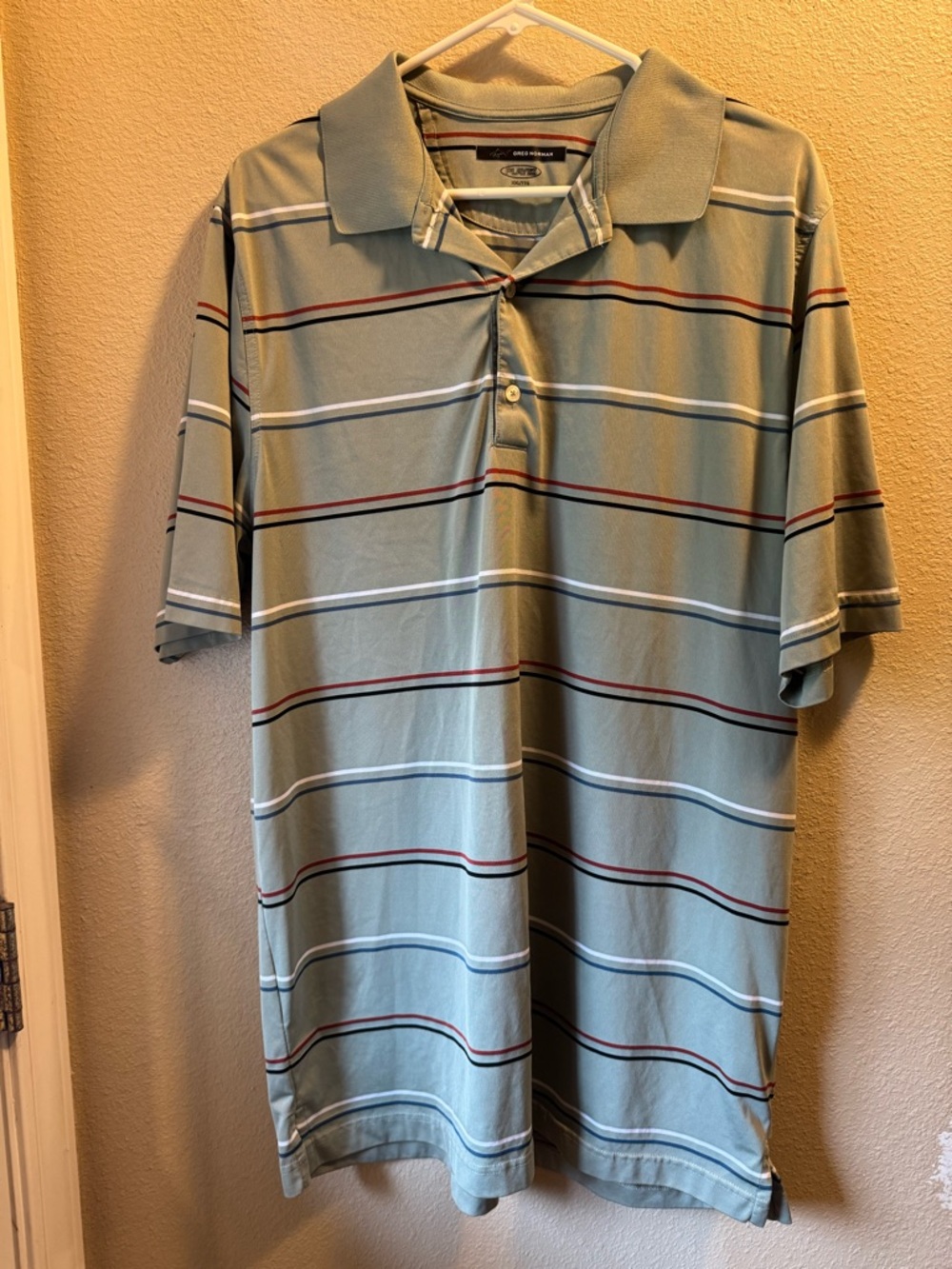 Greg Norman Collection Sage Green Striped Polo